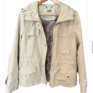 Light Beige Women's Anorak Jacket - Neutral Utility Style